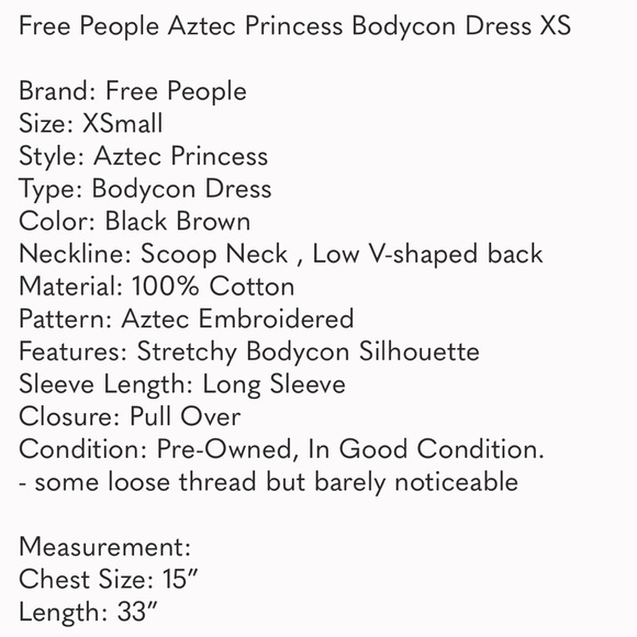 Free People Aztec Princess Bodycon Dress XS - Picture 11 of 11